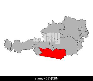 Österreich von Kärnten Karte Symbolform, Reise Web flach Konzept Symbol Vektor Illustration . Stock Vektor