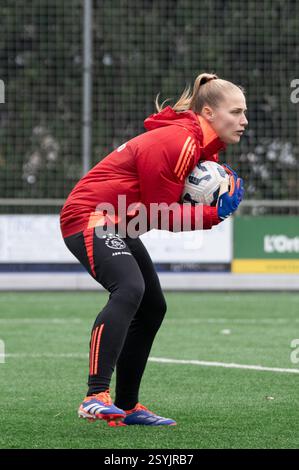 Heerlen, Niederlande. März 2025. Heerlen, Niederlande, 01. März 2025: Torhüterin Regina Van Eijk (1 Ajax) beim Azerion Vrouwen Eredivisie Spiel zwischen Fortuna Sittard Vrouwen und Ajax Vrouwen im Sportpark Pronsebroek in Heerlen (Niederlande) (Martin Pitsch/SPP) Credit: SPP Sport Press Photo. /Alamy Live News Stockfoto