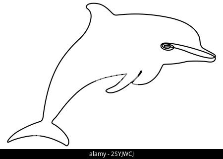 Durchgehende einzeilige Kunstzeichnung Dolphin minimalistische Skizze Linie Vektor Illustration Stock Vektor