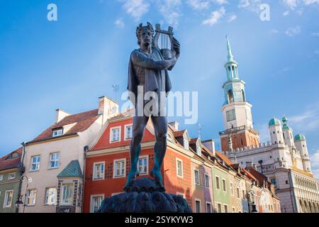 Apollo-Brunnen auf dem Alten Marktplatz in Posen, Polen Stockfoto