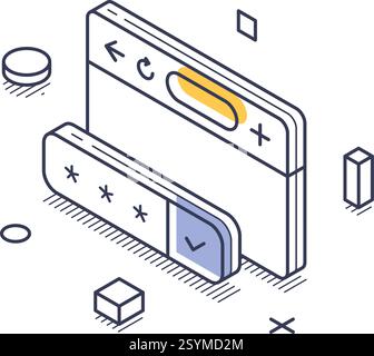Konzept des Datenschutzes. Es verfügt über visuelle Elemente wie eine sichere Browseroberfläche, die Sicherheit und Datenschutz in digitalen Umgebungen symbolisiert. Mod Stock Vektor