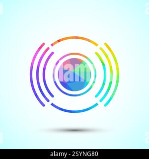 Volumensymbol Design-Illustration, Sound-Symbol für Apps und Websites, Low-Poly-Stil Stock Vektor