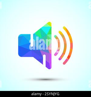 Volumensymbol Design-Illustration, Sound-Symbol für Apps und Websites, Low-Poly-Stil Stock Vektor