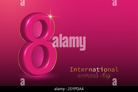 Internationales Poster zum Frauentag. 3D 8 Zeichen Vektor Illustration rosa Hintergrund mit Kopierraum für Ihren Text. 2025 Werbebanner für Damen Stock Vektor