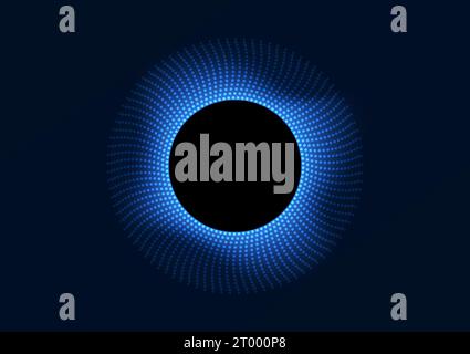 Die abstrakte Hintergrundtechnologie zeigt Prozessoren, die Informationen über das Internet der Technik abrufen, so schnell wie ein schwarzes Loch, das alles verschlingt Stock Vektor