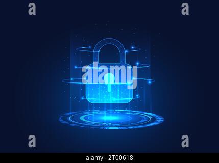 Lock Set on Technology Circle es handelt sich um eine intelligente Verriegelungstechnologie, die verhindert, dass Daten verloren gehen und nicht für die Öffentlichkeit zugänglich sind. Es ist ein Stock Vektor