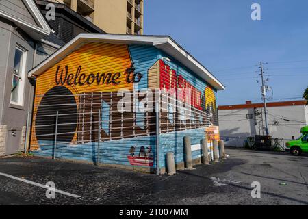 Luftaufnahme Der Stadt Nashville, Tennessee Am Cumberland River Stockfoto