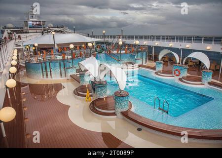 Ansicht des Kreuzfahrtschiffes MSC Poesia Stockfoto