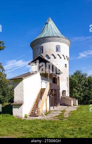 Zřícenina hradu Freudenstein (Šlikův hrádek), lázně Jáchymov, UNESCO, Krušné Hory, Česká republika / Ruinen der Burg Freudenstein - Slikovka, Kurort Stockfoto