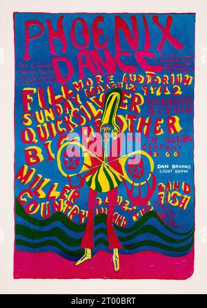 Janis Joplin feat Big Brother, Quicksilver Messenger Service, Steve Miller - 1967 Fillmore Benefit - Vintage Concert Poster Stockfoto