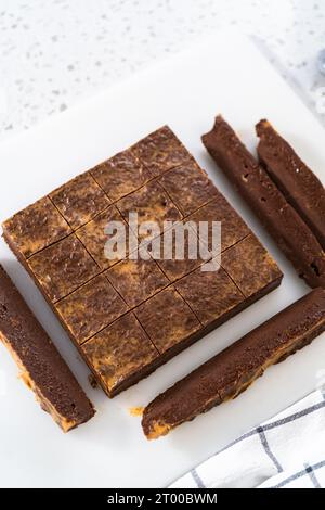 Hausgemachte Schokolade Erdnussbutter-Fudge Stockfoto