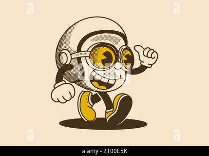 Maskottchenfigur mit Helm, Design im Vintage-Stil Stock Vektor