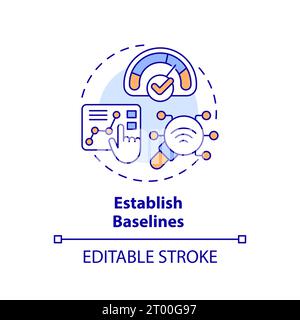 Farbenfrohes, dünnes lineares 2D-Symbol Grundlinien festlegen Stock Vektor