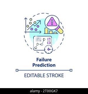 2D farbenfrohe, dünne lineare Symbole, Konzept zur Fehlervorhersage Stock Vektor