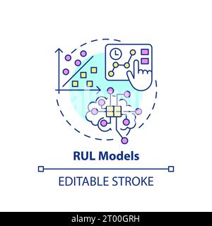2D farbenfrohe dünne lineare Symbole RUL-Modelle Konzept Stock Vektor