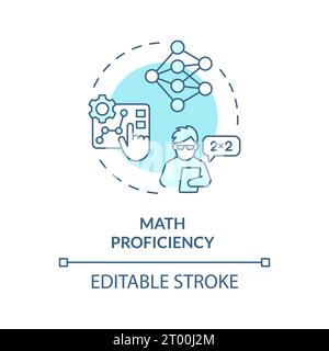 2D blaue dünne Linien Symbol mathematische Kenntnisse Konzept Stock Vektor