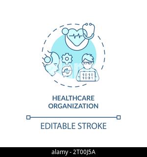 2D blaue dünne Linie Symbol für das Gesundheitswesen Organisationskonzept Stock Vektor