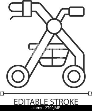 2D-Symbol für anpassbare dünne schwarze Rollatoren Stock Vektor