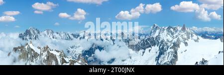 Mont Blanc Massivs Panorama (Blick von der Aiguille du Midi, Frankreich) Stockfoto