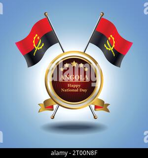 Kleine Nationalflagge von Angola auf dem Kreis mit garadasiblauem Hintergrund Stock Vektor