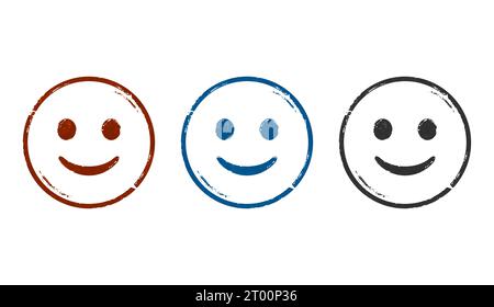 Smiley Emoticon Symbol Symbol stempelt Symbole in wenigen Farbversionen. Smile Emoji Concept 3D-Rendering-Illustration. Stockfoto