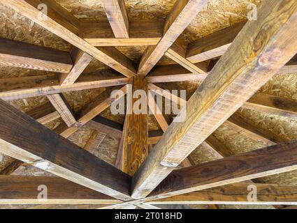 Holzdachplatten. Runde Form. Stockfoto