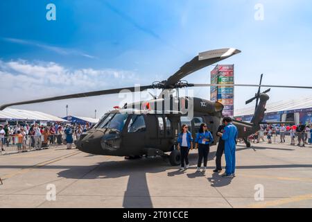 Ankara, Türkei - 2. September 2023: DER TAI T-70 Mehrzweckhubschrauber (T-70 GMH) ist ein Mehrzweckhubschrauber, der auf der Basis der Firma Sikorsky entwickelt wurde. Stockfoto