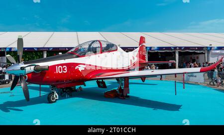 Ankara, Türkei – 2. September 2023: Die TAI Hürkuş (Free Bird) ist ein zweisitziges, niederflügeliges, einmotoriges Turboprop-Flugzeug, das von Tu entwickelt wurde Stockfoto