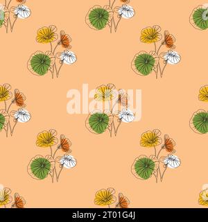 Blume flache Art nahtloses Muster, Vektordesign, Stock Vektor