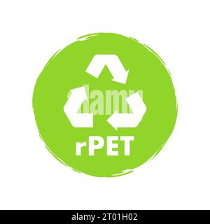 RPet-Standardschild, Etikett. Zu 100 % recycelte Materialien und Flaschen. Recyceltes Polyethylenterephthalat. Abbildung des Vektormaterials Stock Vektor