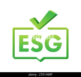 ESG-Unternehmenskriterien. Symbol auf grünem Hintergrund. Infografik zur umweltbezogenen sozialen Governance der ESG. Abbildung des Vektormaterials Stock Vektor