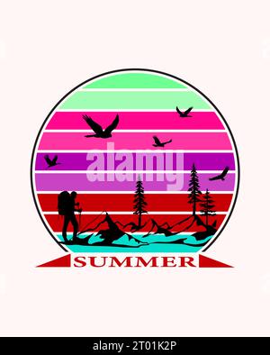 SOMMER GENIESSEN SIE DAS EHE BEST COLOR T-SHIRT DESIGN Stock Vektor