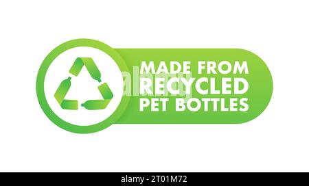 RPet-Standardschild, Etikett. Zu 100 % recycelte Materialien und Flaschen. Recyceltes Polyethylenterephthalat. Abbildung des Vektormaterials Stock Vektor
