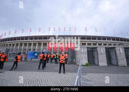 03.10.2023, Fußball, Champions League, 2. Spieltag, Saison 2023/2024, 1.FC Union Berlin - Sporting Braga, das Olympiastadion vor dem ersten Spiel des 1.FC Union Berlin. Foto: Teresa Kroeger/RHR-FOTO Stockfoto