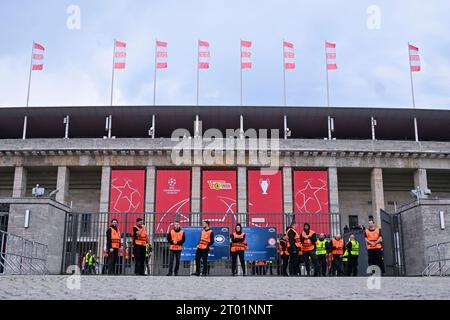 03.10.2023, Fußball, Champions League, 2. Spieltag, Saison 2023/2024, 1.FC Union Berlin - Sporting Braga, das Olympiastadion vor dem ersten Spiel des 1.FC Union Berlin. Foto: Teresa Kroeger/RHR-FOTO Stockfoto