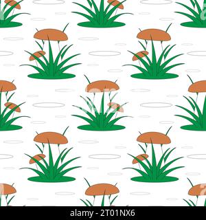 Vektormuster für nahtlose Kinder. Pilze auf einer Lichtung Stock Vektor