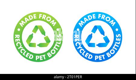 RPet-Standardschild, Etikett. Zu 100 % recycelte Materialien und Flaschen. Recyceltes Polyethylenterephthalat. Abbildung des Vektormaterials Stock Vektor