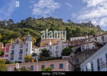 Blick auf die Altstadt von Sintra, Portugal, ehemalige Sommerhauptstadt des Königreichs Stockfoto