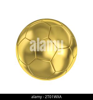 Goldener Fußball isoliert auf weiß. 3D-Rendering Stockfoto