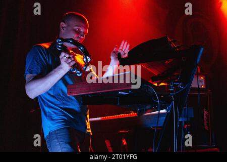 Mailand, Italien, 19. September 2023. Die englische Post-Punk-Band Squid tritt live in Santeria Toscana in Mailand auf. Credits: Maria Laura Arturi/Alamy Live News Stockfoto