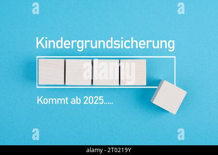 Grundgeld für Kinder, ab 2025, deutsche Sprache, neue Zahlungsregelung für Familien in Deutschland, soziale Fragen Stockfoto