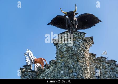 Turm von eben-Ezer/Museum von Feuerstein/Musée du Silex, erbaut von Robert Garcet in Eben-Emael, Bassenge, Provinz Lüttich, Wallonien, Belgien Stockfoto