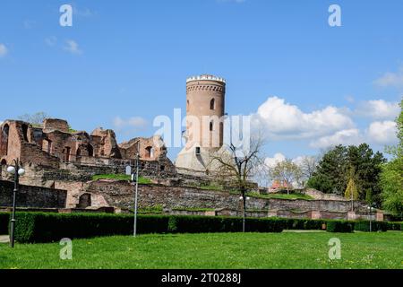 Der Chindia Tower oder Turnul Chindiei, alte Gebäude und Ruinen am Königshof Targoviste (Curtea Domneasca) im Chindia Park (Parcul Chindia) im KIS Stockfoto