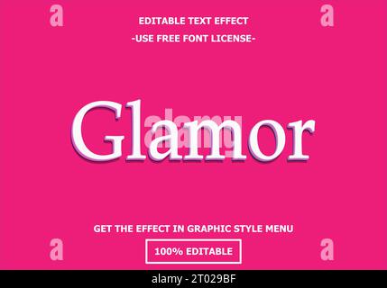 Bearbeitbare Texteffektvorlage für Glamor 3D. Stil Premium kostenlose Schriftart Lizenzvektor Stock Vektor