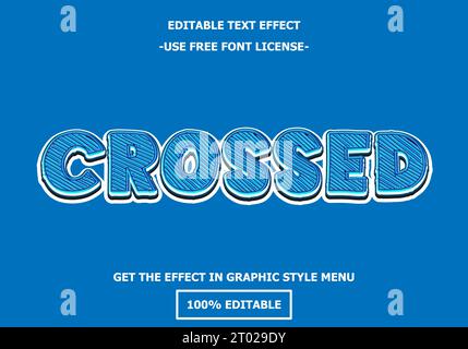Überkreuzte, bearbeitbare 3D-Texteffektvorlage. Stil Premium kostenlose Schriftart Lizenzvektor Stock Vektor