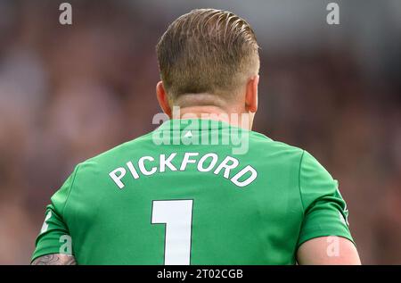 Brentford gegen Everton - Premier League - Gtech Community Stadium. Everton Torhüter Jordan Pickford im Spiel gegen Brentford. Bildnachweis: Mark Pain / Alamy Live News Stockfoto