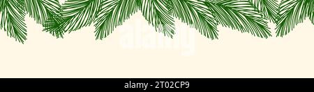 Nahtlose Grenze mit Kiefernzweigen, Winterferien Design Element, Vektorillustration Stock Vektor