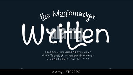 Geschriebene handgezeichnete Schriftart, modernes Doodle-Alphabet für Hochzeitseinladungen, Monogramm und Vintage-Logo oder Überschrift, grafische Romane, auffällige Schilder, verspielt Stock Vektor