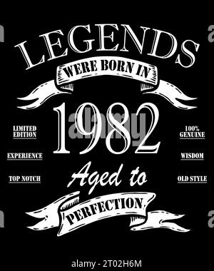 Vintage 1982 Birthday Limited Edition, Awesome since 1982 Original Part, Legends wurden 1982 geboren. Stockfoto