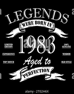 Vintage 1983 Birthday Limited Edition, Awesome since 1983 Original Part, Legends wurden 1983 geboren. Stockfoto